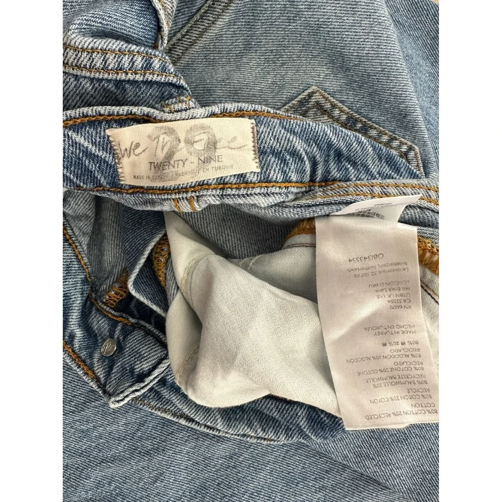 Free People We The Free Jeans Blue Side Slit High Rise Button Fly Boho Indie 29